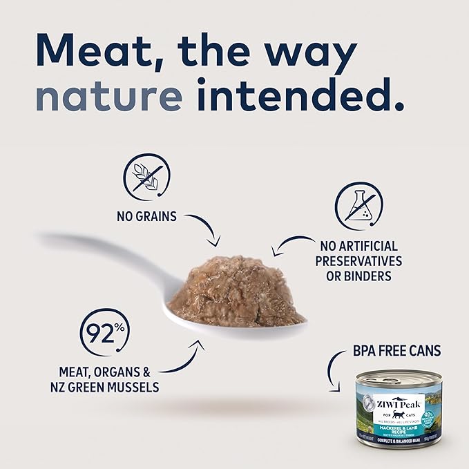 ZIWI Peak Wet Cat Food – All Natural, High Protein, Mackerel & Lamb, Grain Free, Limited Ingredient, with Superfoods (3oz Cans - Pack of 24)