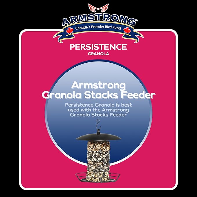 Armstrong Wild Bird Food Royal Jubilee Persistence Granola Stack, 7.05oz – High-Energy Treat with Black Oil Sunflower Seeds, Peanuts & Fruit - Ideal for Granola Stack Feeders