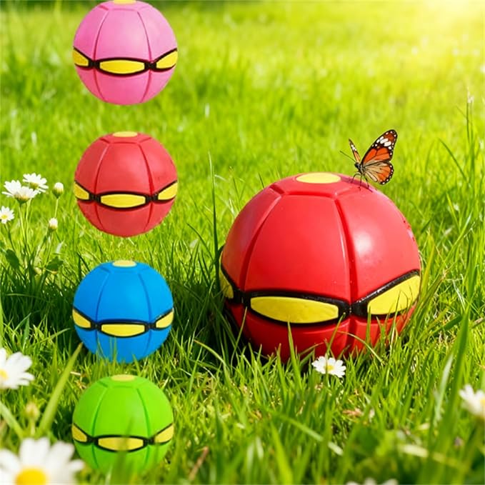 Dual-Form Magic & Flying Saucer - Switchable Bouncing Ball Toy with 6 LED Lights, Bouncing Ball Toy, Magic Balls, Automatic Rotating Rolling Balls Toys for Indoor