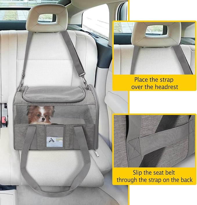 Refrze Cat Carrier for Large Cats 20 lbs, Medium Cat Under 25 lbs, Dog Carriers for Small Dogs, Soft Travel Pet Carrier for 2 Cats Small Dogs, Grey