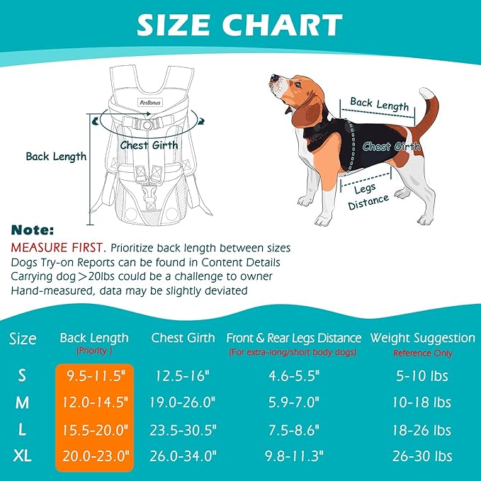 PetBonus Pet Front Dog Carrier Backpacks, Adjustable Pet Backpack, Legs Out Easy-fit Puppy Chest Carrier for Medium Small Dogs, Hands Free for Hiking, Cycling (Grey, L)