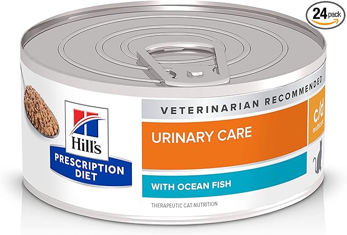 Hill's Prescription Diet c/d Multicare Urinary Care Wet Cat Food, Ocean Fish, 5.5 oz. Cans, 24-Pack