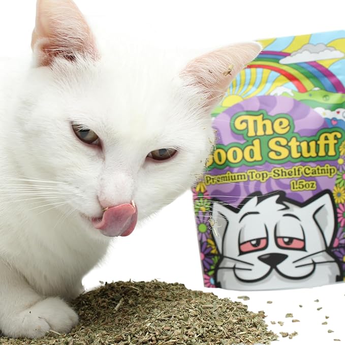 The Good Stuff Premium Loose-Cut Catnip – North American Grown, Potent & Fresh – All-Natural Cat Treat for Play, Zoomies & Purrrrrs - Stay-Fresh Resealable Pouch (1 1/2 Cups - 1.5 oz)