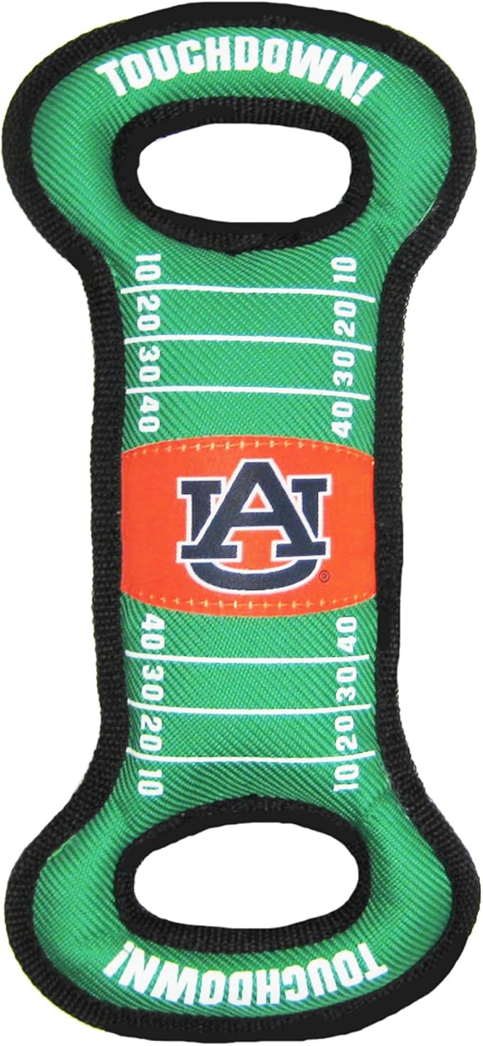NCAA Football Field Dog Toy with Squeaker. - Auburn Tigers - for Tug, Toss, and Fetch. - Tough& Durable PET Toy