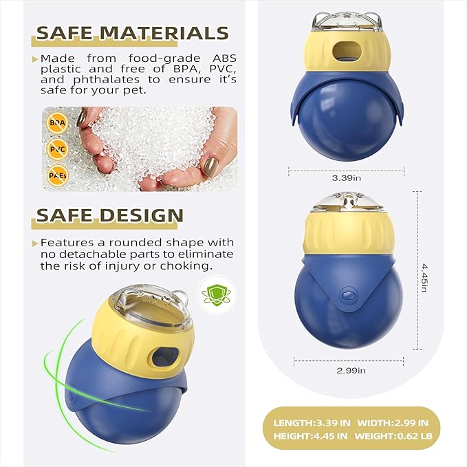 Interactive Cat Toys - Adjustable Food Dispenser | Fun Sliding & Rolling | Enrichment Portion-Control Slow Feeder for Kittens & Adult Cats