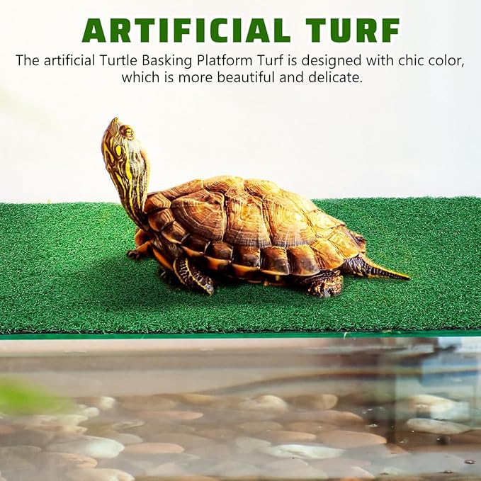 jojofuny Artificial Grass Turf: Turtle Basking Ramp, Aquatic Grass Lawn, Simulation Reptile Turf for Pet, Fish Tank Reptile Ramp Terrace Turtle Resting Basking Platform