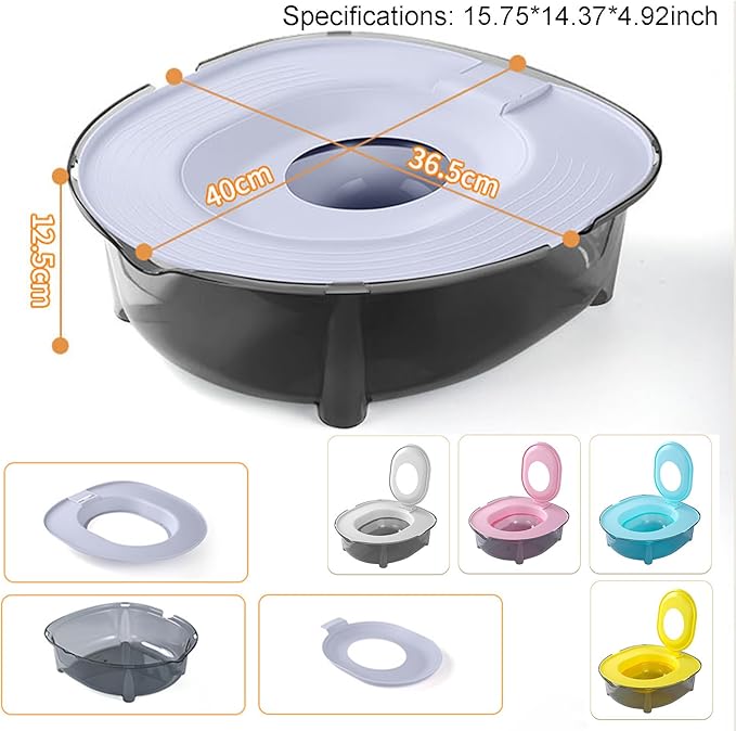 Cat Toilet Training Kit Portable Litter Box Flushable Design Odor Control Anti-Splash Large Thickened PP Material, 15.75 x 14.37 x 4.92 Inch (Yellow)