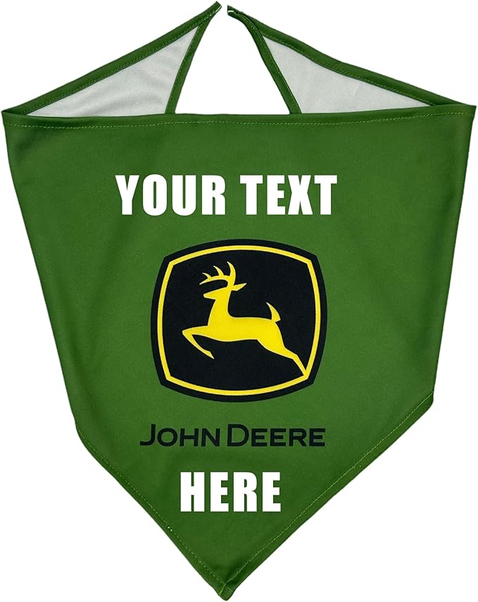 John Deere Personalized Tie Bandana for Dogs & Cats, Size Small/Medium. Custom Dog Bandana Scarf Bib for Pet Cat Dog. The Ultimate Customizable Bandana for John Deere Fans