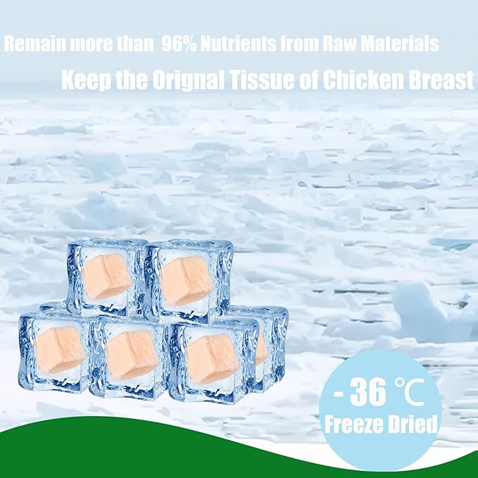 Freeze Dried Chicken Raw Cat and Dog Treats, Healthy Single Ingredient Chicken Breast Cube High Protein Weight Control Traing Treats for Small Dogs Cats Food