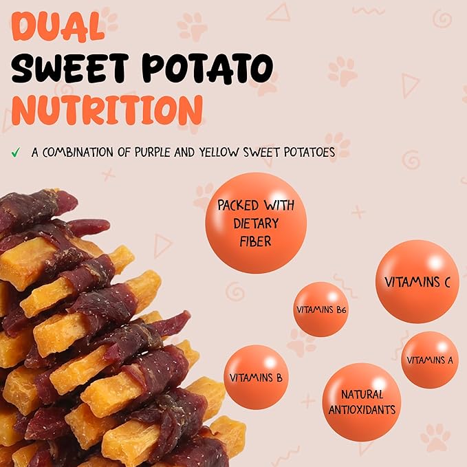 Annika Duck & Sweet Potato Wrapped Dog Treats – Healthy Low Fat, High Protein Jerky Chews, Grain-Free Training Snacks & Dental Treats for Medium & Large Dogs, 11.6 oz (Duck Wrapped Sweet Potato)