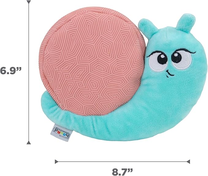 Outward Hound Coated Critterz Dog Toy – Plush & Molded Texture, Squeaky Fetch, Small & Medium Dogs, Snail, 8.7"