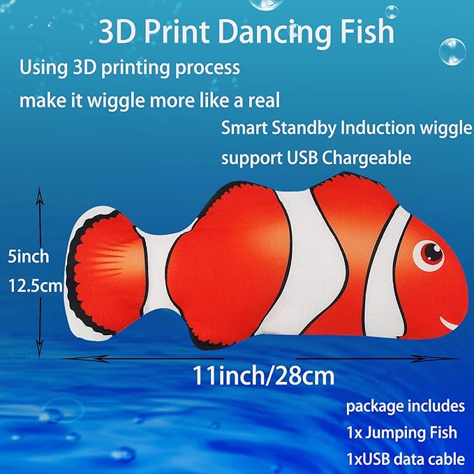 VAIZIQ Plush Toy, Flopping Fish Electric Moving Dog Fish Toy, Interactive Pet Toys for Dog Exercise, Small and Medium Dogs