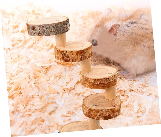 Wooden Pet Ladder Toy for Hamsters Dwarf Hamsters Safe Climbing Accessory for Bird Cages Encourages Exercise Coordination Smooth Finish Easy to Space-Saving Design
