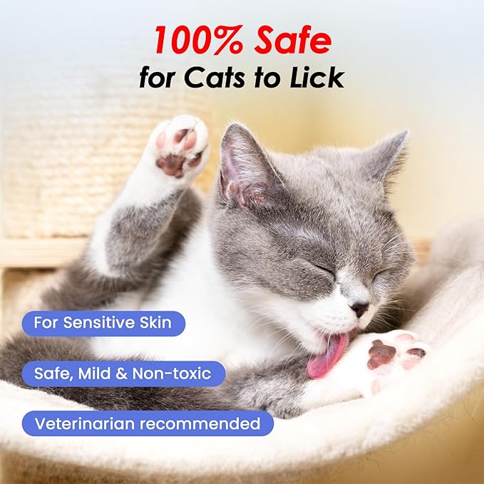 Cat Waterless Shampoo with Cat Brush - No Rinse Foam Dry Shampoo | Deep Cleansing Relieves Itchy Skin & Shedding | Gentle, pH-Balanced for Kittens Sensitive Skin | Specifically for Cat Bath | 7 oz*2