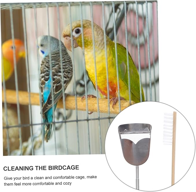 DOITOOL 2pcs Pet Bird Cage Cleaning Tools Set Brush Scraper for Parrots and Birds Essential Supplies for Healthy and Space