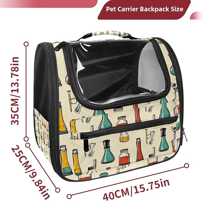 Chemistry Scientific Research Glassware (1) Pet Carrier Soft Sided Carrier for Small Medium Cats Dogs