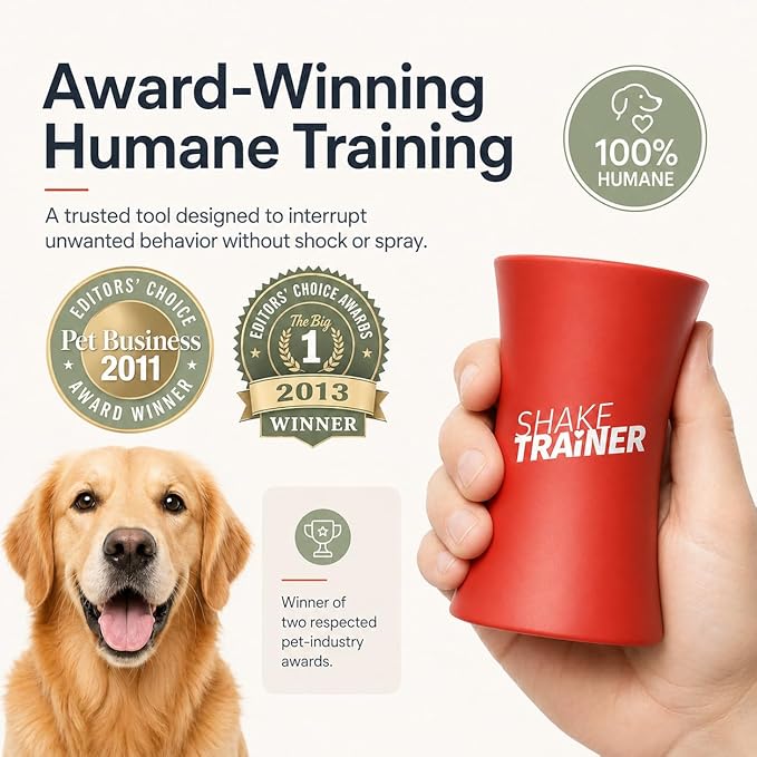 ShakeTrainer - The Original Humane Dog Training Kit with Instructional Video, Dog Training & Behavior Kit for Barking, Jumping & All Bad Habits Without Shocking or Spraying, Easy to Use, Made in USA