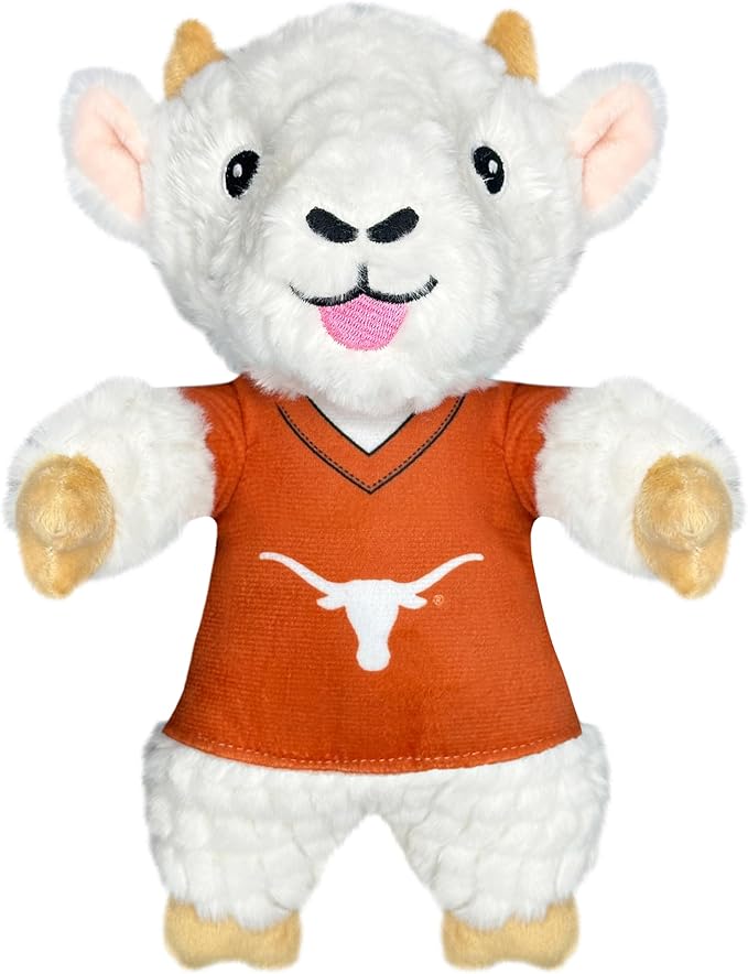 Pets First NCAA Texas Longhorns Goat Plush Toy for Dogs and Cats with Squeaker, Wearing a Team Jersey! Fun & Sporty Goat Shaped Dog Chew Toy, Interactive Pet Toy