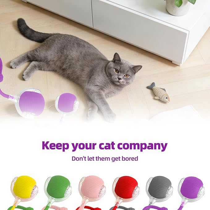 Smart Tiny Fetch Dog Toy, Interactive Cat Toys Ball with Smart Motion Sensor and Auto-Dodging for Bored Kitten Pet Cats Dogs (Yellow)
