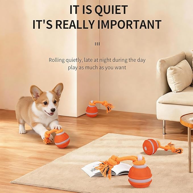2 Pack Interactive Dog Toys - Orange & Blue Automatic Rolling Ball with Bird Sound, Durable Chew Toy for Small Medium Dogs & Cats, Type-C Rechargeable (Blue + Orange)