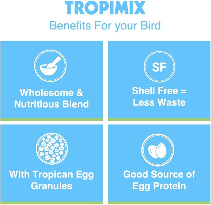 HARI Tropimix Bird Food for Budgies, Canaries And Finches, Hagen Parrot Food with Seeds, Egg, Fruits and Vegetables, Egg Food Mix, 8 lb Bag