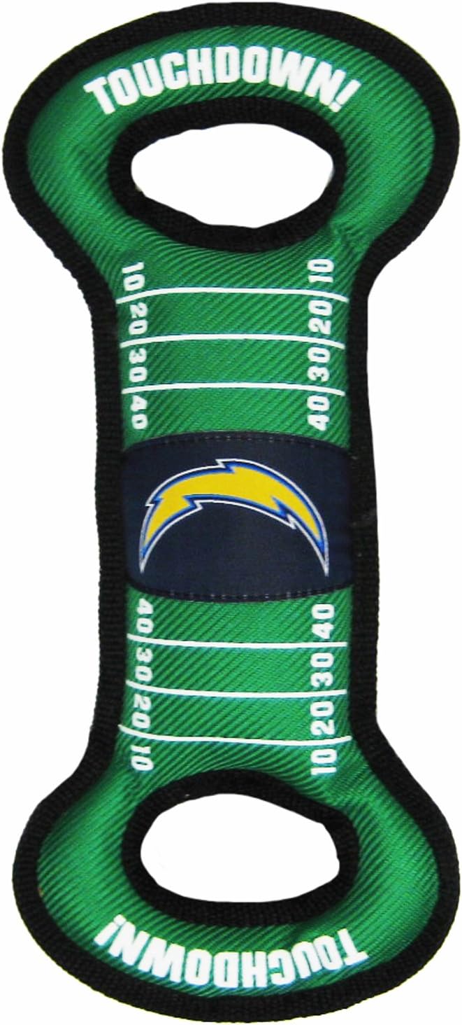 NFL Football Field DOG TOY with Squeaker. - LOS ANGELES CHARGERS - For Tug, Toss, and Fetch. - Tough & Durable PET TOY