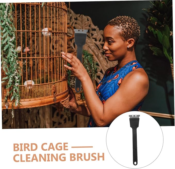 YARNOW Stainless Steel Bird Cage Cleaning Brush Scraper Non-Shedding Bristles for Easy Removal of Droppings Accessory for Bird Nest and Cage Maintenance