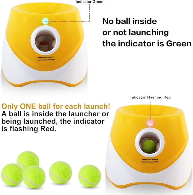 MEKAPLE Automatic Dog Ball Launcher, Dog Ball Thrower with 15 Mini Tennis Balls Sizing 2 Inch and Mesh Bag, Interactive Dogs Toys Tennis Balls Launcher for Small Dogs with 3 Distance Settings