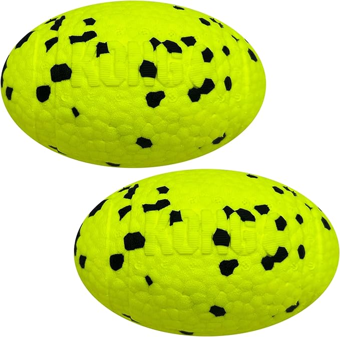KONG Reflex Ball Dog Toy - Lightweight Durable Bouncy Fetch Toy - High-Bounce, Floats for Water Play (Medium/Large Football 2 Pack)