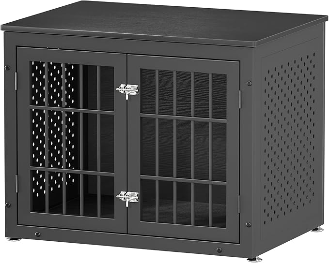 rehomerance 32" Heavy Duty Dog Crate Furniture for Small and Medium Dogs, Metal Kennel for High Anxiety Dogs, Chew Proof Pet Cage Indoor, Decorative Dog Kennel End Table