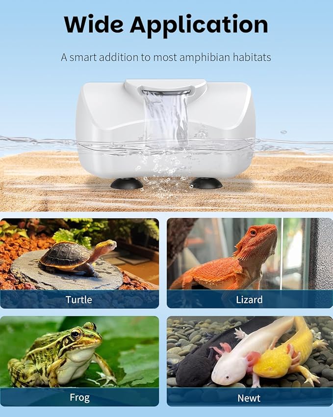 Pawfly 80 GPH 4 W Mini Turtle Filter for 1-10 Gallon Tanks, Low Water Level Bio-Filtration Turtle Tank Filter, Ultra Quiet Small Turtle Water Filter, Internal Filter for Amphibians Frogs Newts