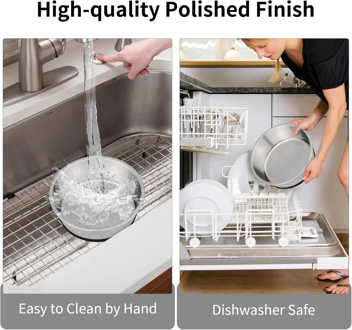 Taglory 4 Cup Stainless Steel Dog Bowls Set of 2 for Food and Water, Silicone Base Anti-Slip, Rust Resistant, Extra Thick Metal Bowls for Small Dogs, 30oz, Black