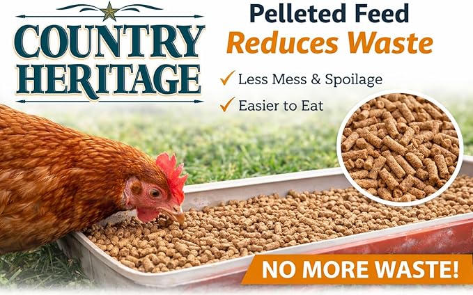 Country Heritage Hen Egg Layer Pellet 50lbs - 16% Protein Chicken Feed for Increased Egg Production & Strong Eggshells, High Protein