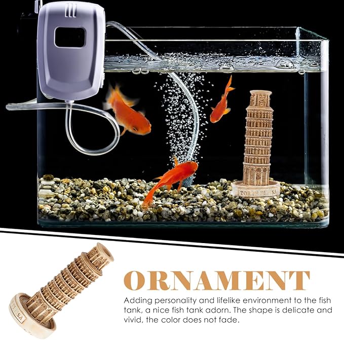 Alasum Leaning Tower of Resin Statue Fish Tank Decor, 4.13" Miniature Aquarium Ornament, Realistic Italy Landmark Landscape Decoration Hideout for Betta, Minnows and Aquatic Pets