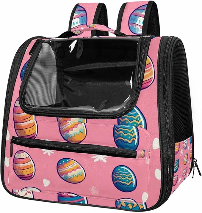 Portable Travel pet Backpack Carrier Hamster Bag Small Dog cat Carrier Breathable Hang Bag, Eggs for Easter (2)