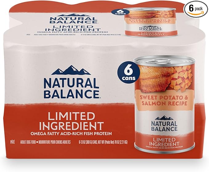 Natural Balance Limited Ingredient Adult Grain-Free Wet Canned Dog Food, Sweet Potato & Salmon Recipe, 13 Ounce (Case of 6)