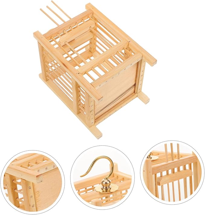 Mini Cricket Habitat Bamboo Mesh Cage Portable Storage Box for Observation