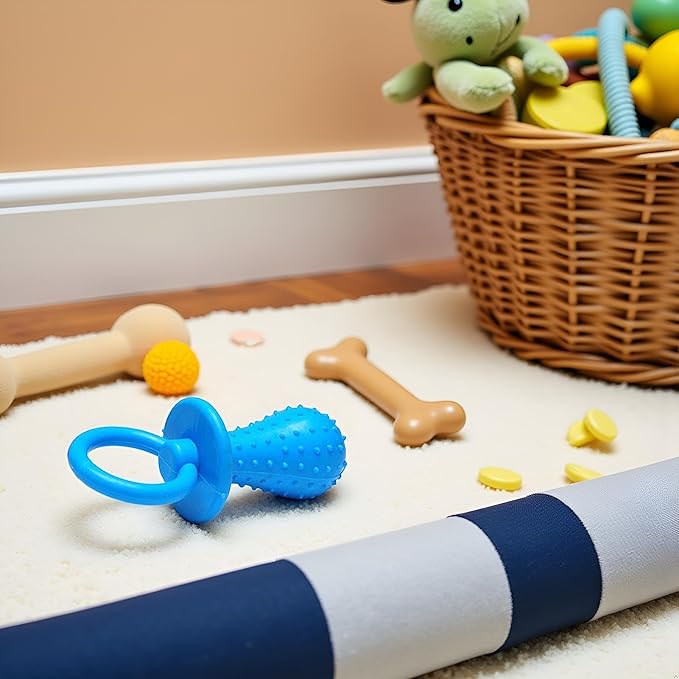 Blue Dserw Dog Pacifier Chew Toys, Mini Bite Resistant Bell Shape Rubber Pacifier Pet Puppy Molar Chew Training Toy, Bell Chewing Playing Training Toys, for Pet Puppy Dog Cat, Chew Toys