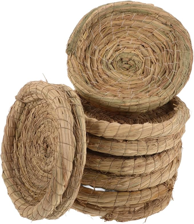 BESPORTBLE 5pcs Handwoven Small Animal Nest Cozy Woven Straw Sleeping Pad for Pets Comfortable Birdcage Accessories for Guinea Pigs and Chickens
