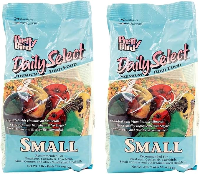 Pretty Bird Daily Select Premium Food for Small Birds, Small Shaped, 14% Protein, 2 lb