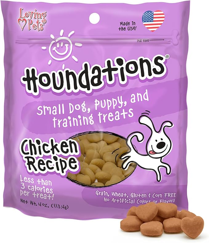 Loving Pets Houndations Chicken Dog Training Treats | All Natural | 2.6 Calories Per Treat | Grain-Free, Wheat-Free, Gluten-Free & Corn-Free | For Small Dogs & Puppies, 4 oz
