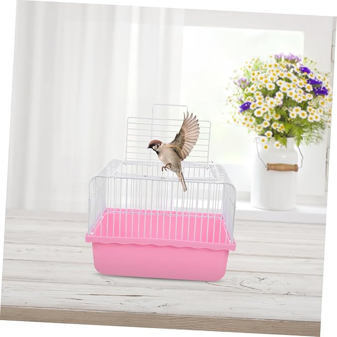 BESPORTBLE Portable Bird Travel Cage Lightweight Plastic Carrier for Lovebirds Parakeets Cockatiels Durable Easy to Clean with Transparent Observation Window for Small Animals