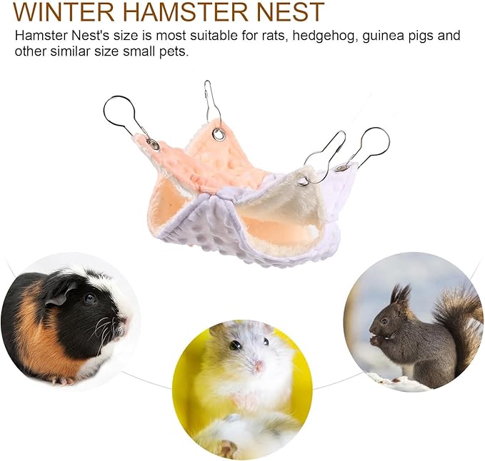 Guinea Pig Hammock Bed and Hamster Resting Hammock Double-Layer Warm Fleece Small Pet Sleeping Nest for Squirrels and Birds Cage Accessories