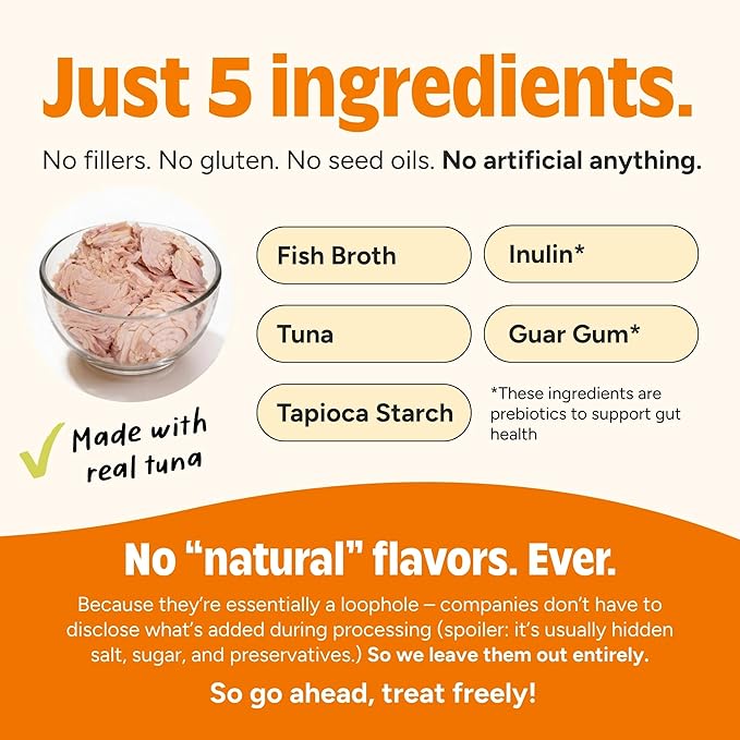 Joyfull Lickable Cat Treats with Prebiotics – Wild-Caught Tuna Squeeze Treats – Supports Digestive Health – 24 Tubes (0.5 oz Each)