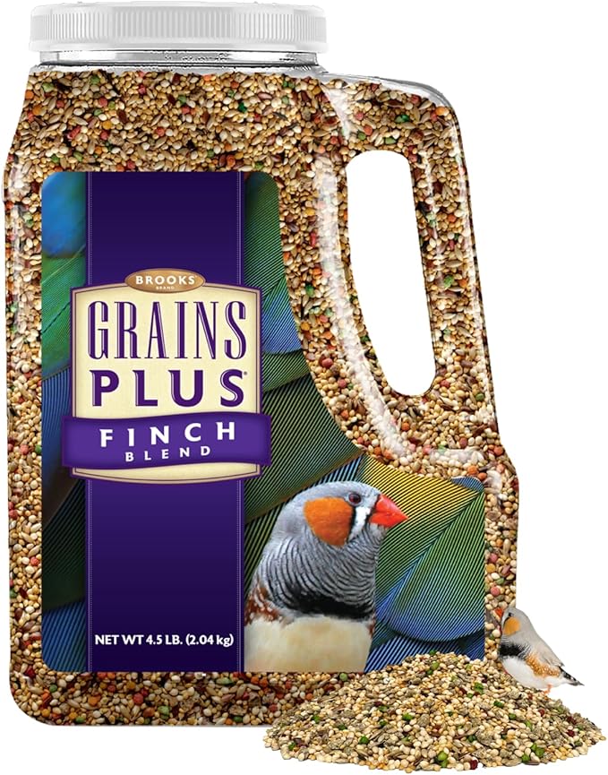 Brooks Brand Grains Plus Finch Blend Bird Food, Nyjer Seeds, Finches Bird Seed Mix, Gold Finch Niger Seeds for Birds, Finches Food for Indoor Birds (4.5 lbs)