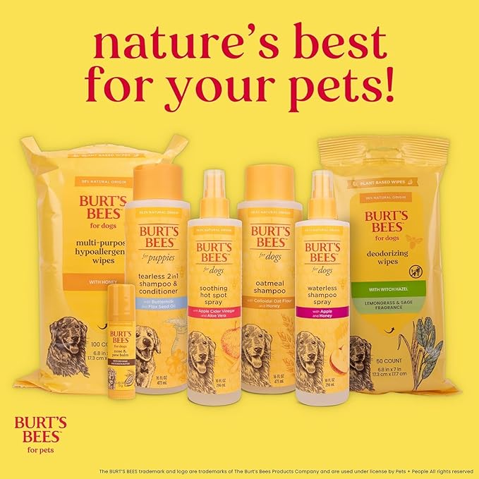 Burt's Bees for Pets Dog Detangling Spray, Natural Leave-in Coat Detangler & Dog Deodorizing Grooming Spray with Lemon, pH Balanced for Dogs, Paraben & Sulfate Free, 10 Fl Oz