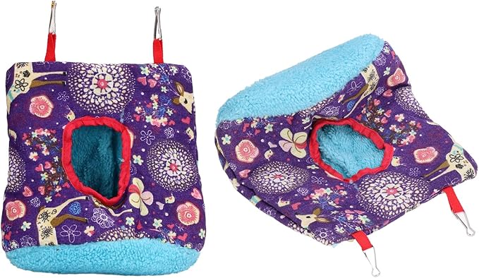 Warm Bird Hammock Soft Plush Foldable Hanging for Parrots Parakeets, Easy to Bird Cage Accessory with Hook Design, Multi Functional Pet Bird Toy Sleeping Place