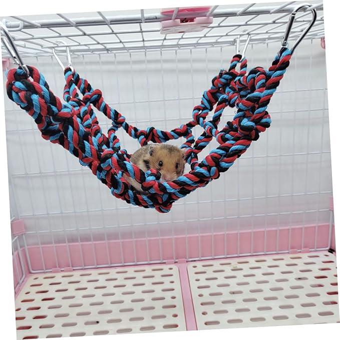 LIOOBO 2Pcs Bird Hammock Net for Parrots Hamsters Portable Hanging Bed Bird Cage Easy to Install Promotes Exercise Coordination for Pets