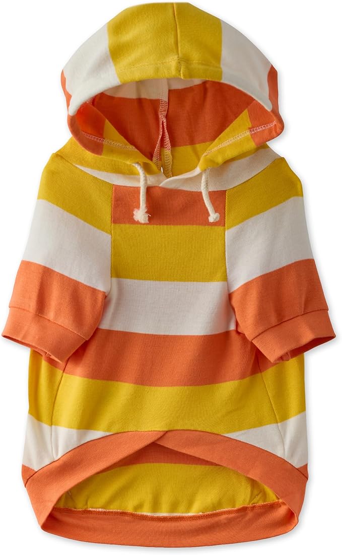 Pet Passion Rocky – The Original Lightweight Hooded Tee 100% Organic Cotton Dog Hoodie Pet Coat Sweater for All Sized Dogs, Candy Corn, Medium (20-45 lbs)