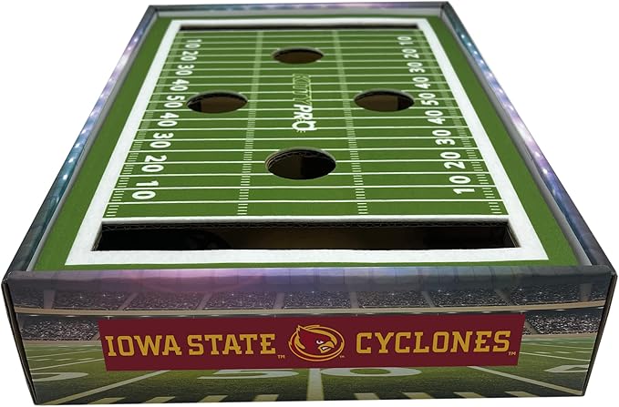 Pets First NCAA Iowa State Cat Scratcher Box, Game Day Cat Toy, NCAA Football Field Designed Cat Scratcher and Lounge, Stimulating Cat Game